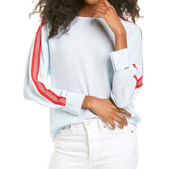 Sandro Lucienne Blue Striped Cutout Top - Picture 2 of 11